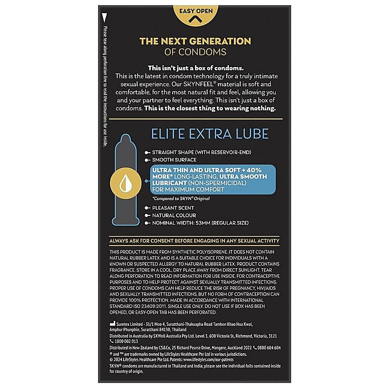 Skyn Elite Extra Lubricated Ultra Thin Condoms By Ansell - Condoms