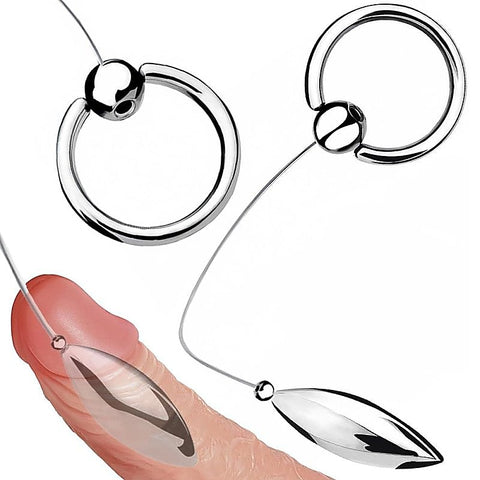 Oval Bullet Urethral Sound With Pull Ring By Bdstyle - Urethral Sounds