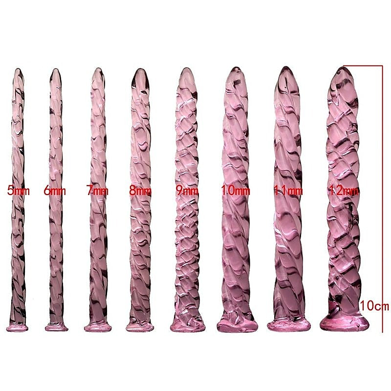 Pink Glass Threaded Mens Urethral Plug Set By Bdstyle - Urethral Sounds