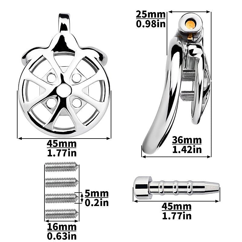 BDStyle Spike Mens Chastity Cage With Metal Urethral Catheter - Male Chastity