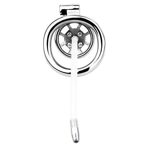 BDStyle Spike Chastity Cage With Silicone Urethral Catheter - Male Chastity