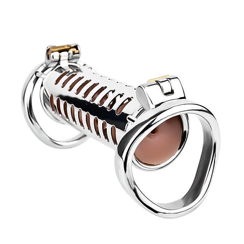 BDStyle Metal Double Ended Chastity Cage Bent Ring