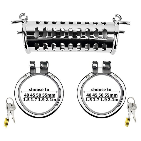 BDStyle Metal Double Ended Chastity Cage Bent Ring
