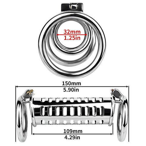 BDStyle Metal Double Ended Chastity Cage Bent Ring