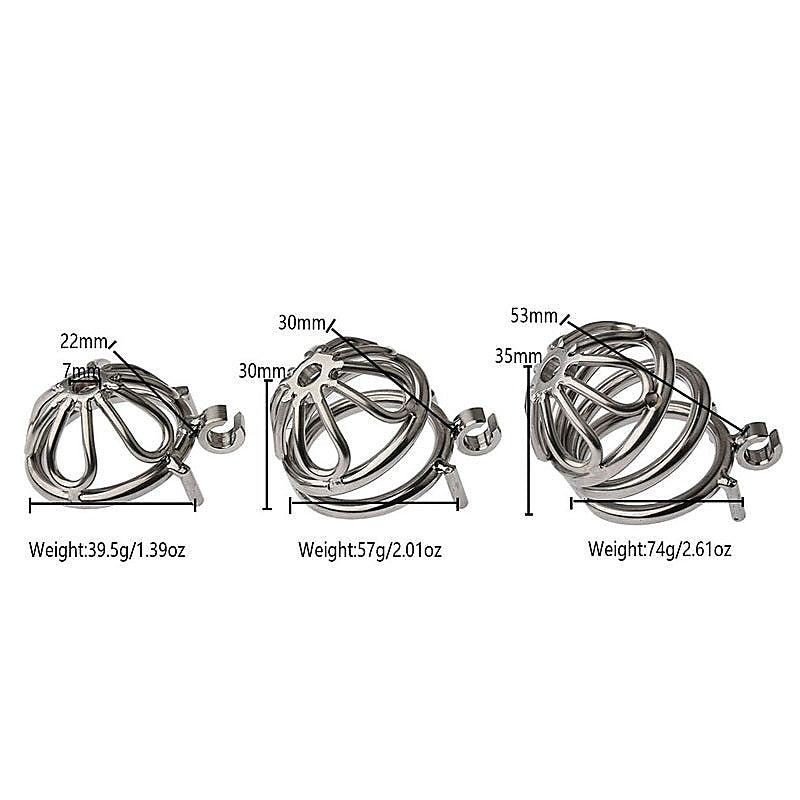 BDStyle Petal Metal Male Chastity Cage With Medium Bent Ring - Male Chastity