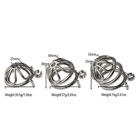 BDStyle Petal Metal Male Chastity Cage With Medium Bent Ring - Male Chastity