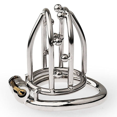 BDStyle Chastity Opening Cage With Chastity Lock Flat Ring - Male Chastity