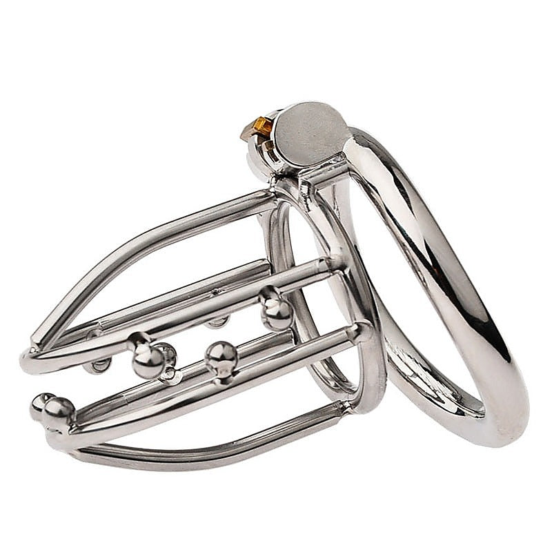 BDStyle Chastity Opening Cage With Chastity Lock Flat Ring - Male Chastity