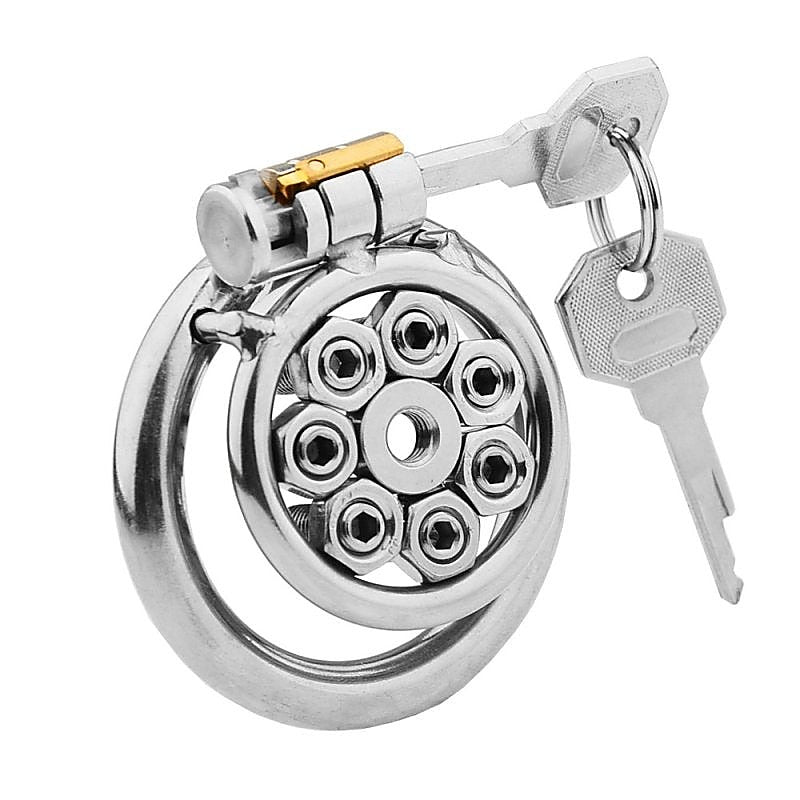 BDStyle Spikes Flat Chastity Cock Cage With Urethral Sound - Male Chastity
