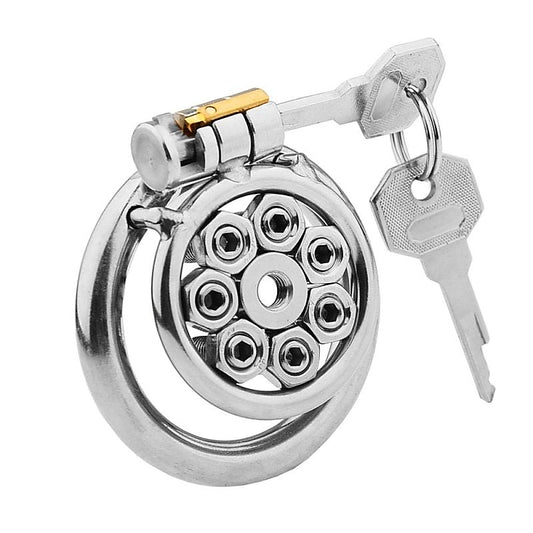 BDStyle Spikes Flat Chastity Cock Cage With Urethral Sound - Male Chastity