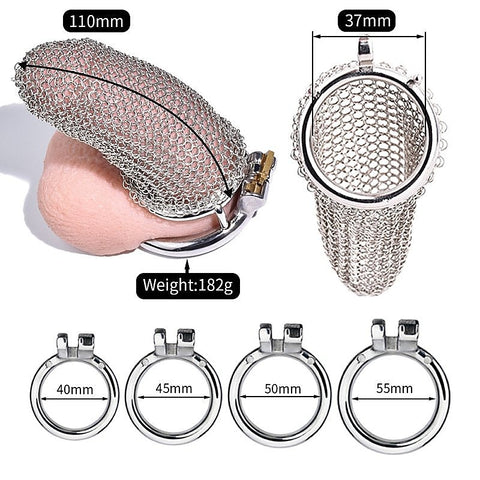 BDStyle Metal Chastity Cage Mesh Male Locks Devices Medium