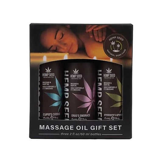 Hemp Seed Massage Oil Trio Gift Set By Earthly Body - Oil Based Lubes