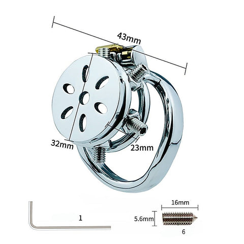BDStyle Rivet Screw Cover Mens Chastity Lock Cage With Flat Ring
