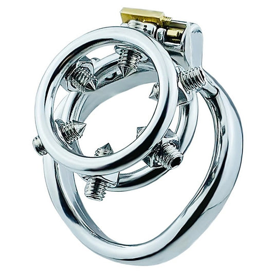 Rivet Screw Double Ring Male Chastity Lock Cage By Bdstyle - Male Chastity