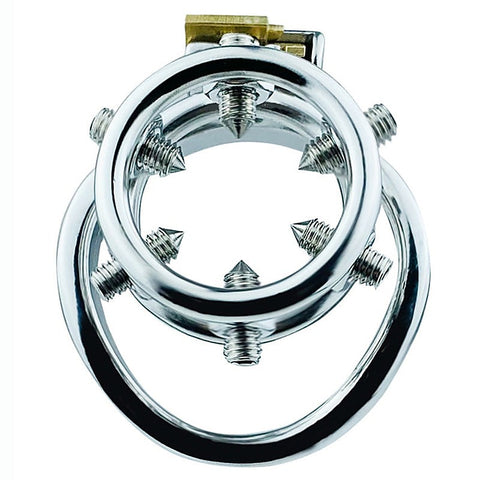 BDStyle Rivet Screw Double Ring Male Chastity Lock Cage With Flat Ring