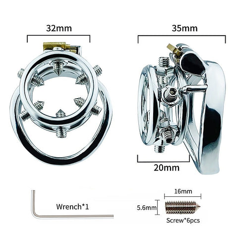 BDStyle Rivet Screw Double Ring Male Chastity Lock Cage With Flat Ring