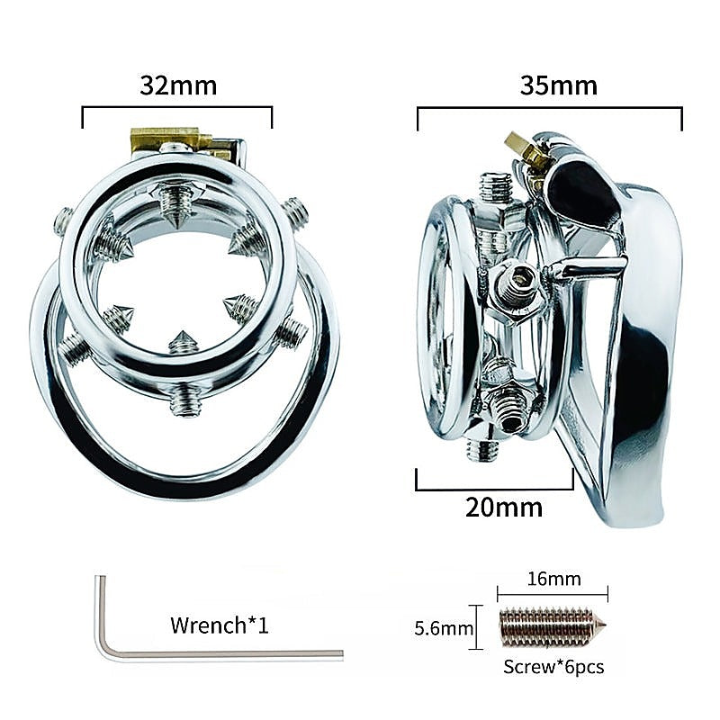 Rivet Screw Double Ring Mens Chastity Lock Cage By Bdstyle - Male Chastity