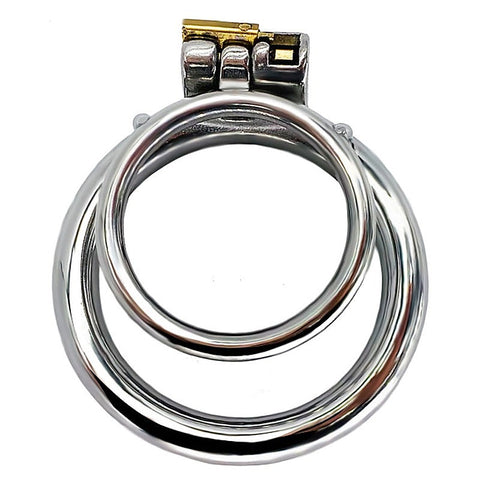 BDStyle Double Ring Male Chastity Lock Cage With Bent Ring