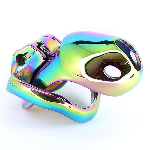 Rainbow Male Metal Chastity Cage Htv3 Large By Bdstyle - Male Chastity