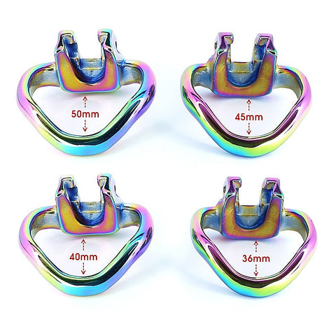 Rainbow Male Metal Chastity Cage Htv3 Large By Bdstyle - Male Chastity