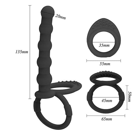 Cock And Ball Ring With Anal Beads By Bdstyle - Ball and Cock Toys