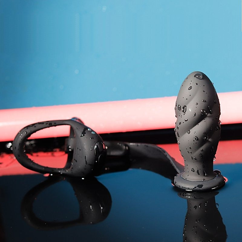 Multi-Function Cock And Ball Ring With Thread Anal Plug - Vibrating Cock Rings
