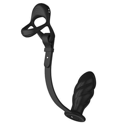 Multi-Function Cock And Ball Ring With Thread Anal Plug - Vibrating Cock Rings
