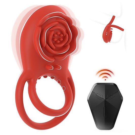 BDStyle Rose 8 Functions Vibrating Penis Ring - Vibrating Cock Rings