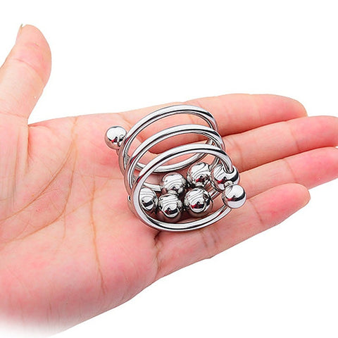 Stainless Steel Six Removable Ball Mens Cock Ring By Bdstyle - Steel Cock Rings