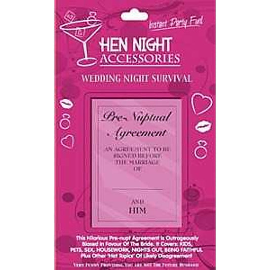 Hen Night Pre Nuptial Agreement By Seven Creations - Party Gifts and Novelties
