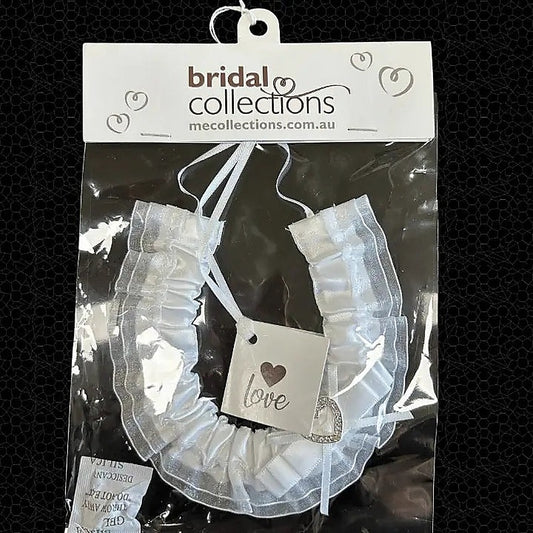 White Horseshoe With Bow And Diamante Heart - Party Gifts and Novelties