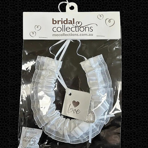 White Horseshoe With Bow And Diamante Heart - Party Gifts and Novelties