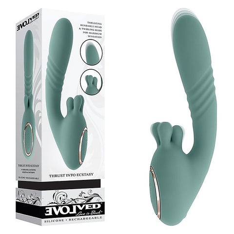 Evolved THRUST INTO ECSTASY Thrusting and Rotating G Spot Vibrator Green - G-Spot Vibrators