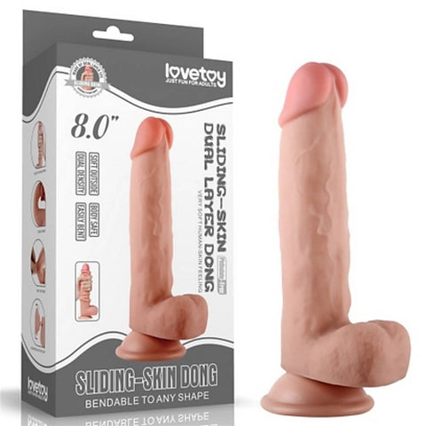 Lovetoy Sliding Skin Dual Layer Realistic Dong Wit Flexible Skin Flesh