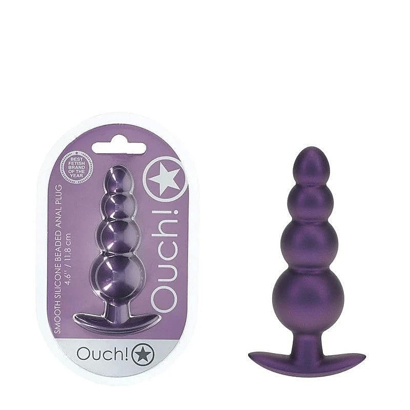 Beaded Metallic Silicone Anal Plug By Shots Toys - Butt Plugs