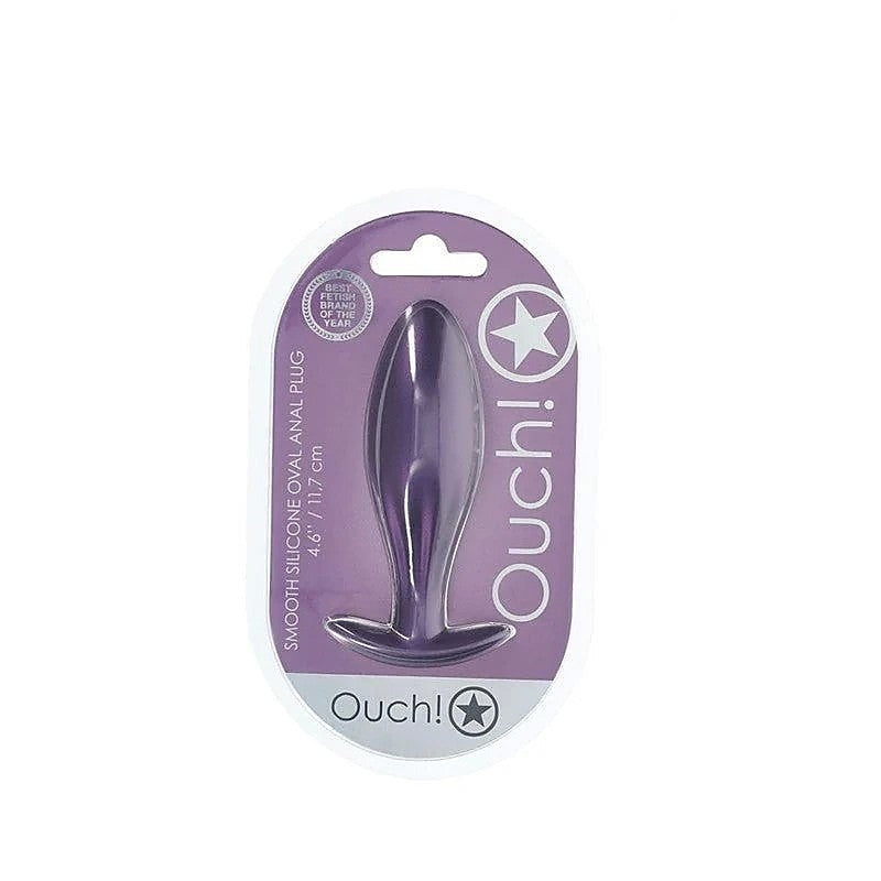 Ouch! Oval Shaped Metallic Anal Plug By Shots Toys - Butt Plugs
