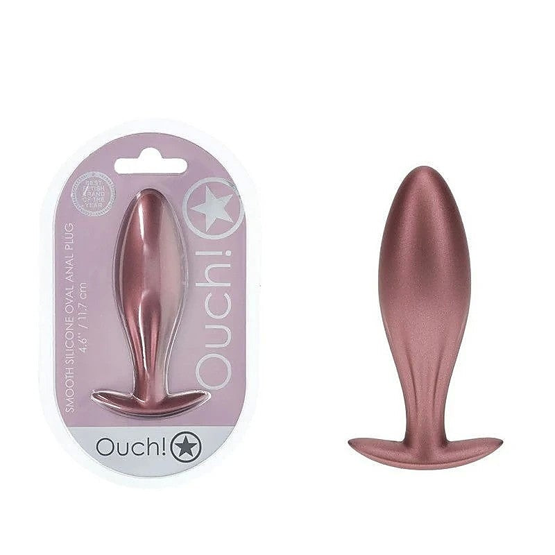 Ouch! Oval Shaped Metallic Anal Plug By Shots Toys - Butt Plugs