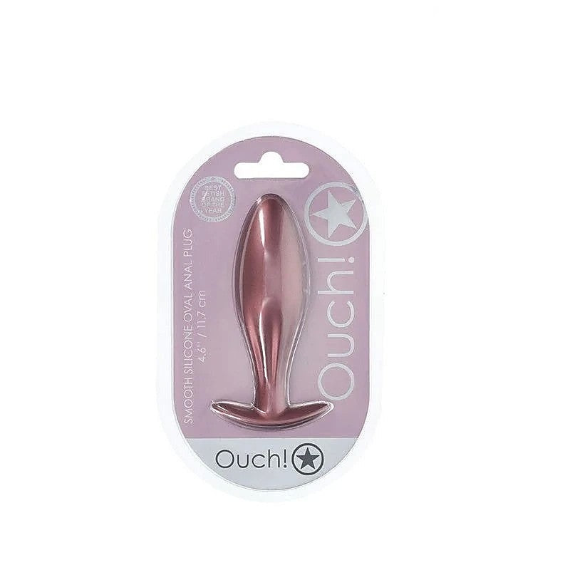 Ouch! Oval Shaped Metallic Anal Plug By Shots Toys - Butt Plugs