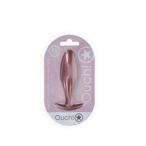 Ouch! Oval Shaped Metallic Anal Plug By Shots Toys - Butt Plugs