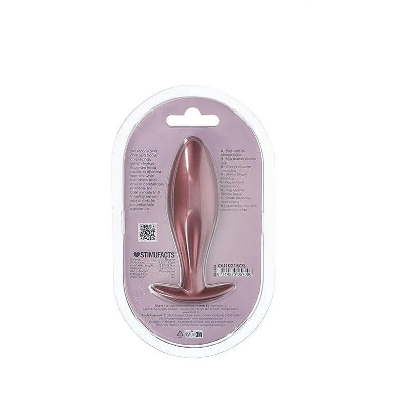Ouch! Oval Shaped Metallic Anal Plug By Shots Toys - Butt Plugs