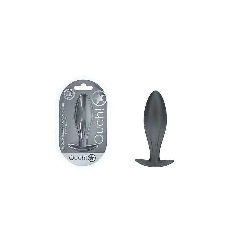 Ouch! Oval Shaped Metallic Anal Plug By Shots Toys - Butt Plugs