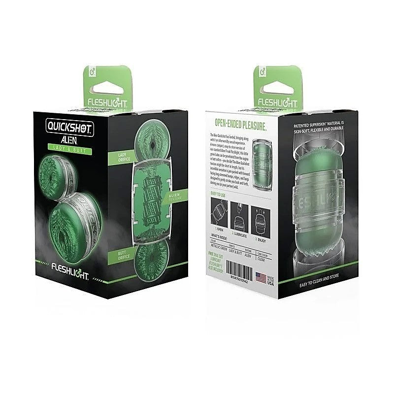 Quickshot Alien Green Metallic By Fleshlight - Fleshlight Male Masturbators