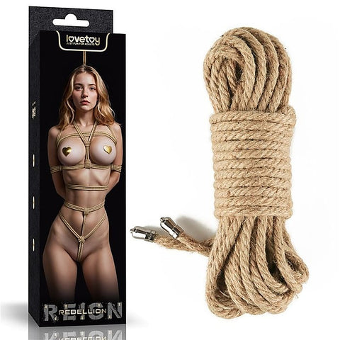 Rebellion Reign Hemp Rustic Bondage Play Rope By Lovetoy - Cuffs And Restraints