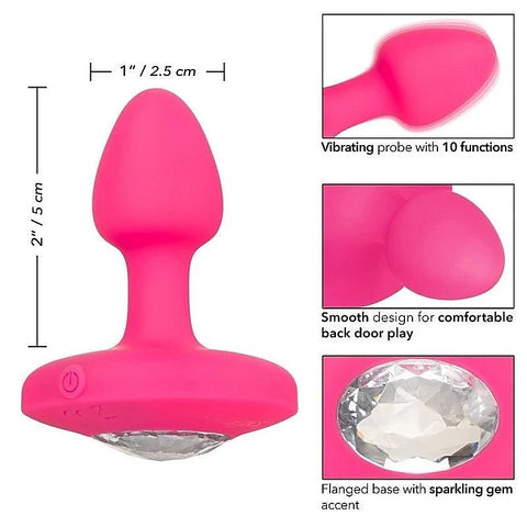 California Exotics Cheeky Gems Rechargeable Vibrating Butt Plug Pink - Butt Plugs