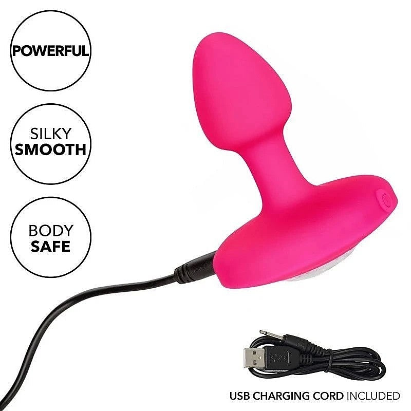 California Exotics Cheeky Gems Rechargeable Vibrating Butt Plug Pink - Butt Plugs