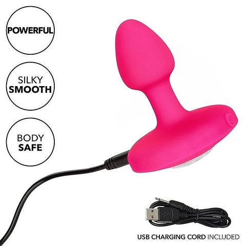 California Exotics Cheeky Gems Rechargeable Vibrating Butt Plug Pink - Butt Plugs