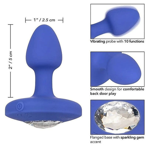 California Exotics Cheeky Gems Rechargeable Vibrating Anal Plug Purple - Butt Plugs