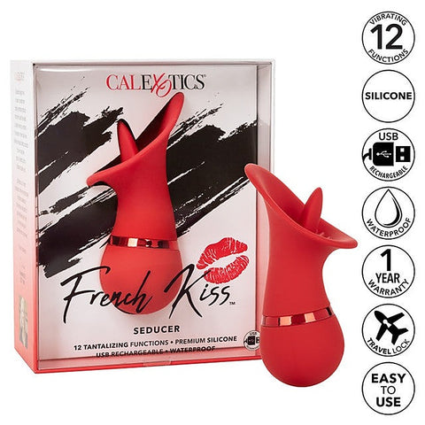 French Kiss Seducer 12 Function Clitoral Massager Red - Clit Ticklers and Pulsators