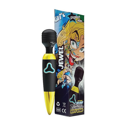 Poptart Jewel Vibrating Body Wand Massager Black / Gold