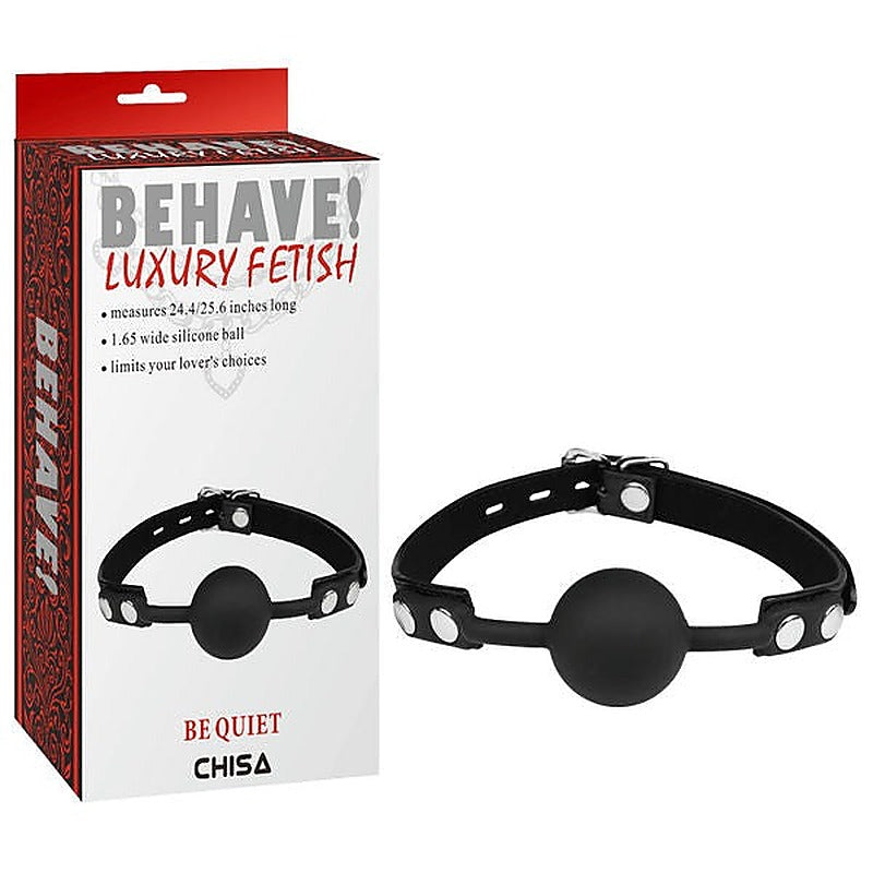 Behave Be Quiet Fully Adjustable Bondage Gag Black - Bondage Gags and Bits